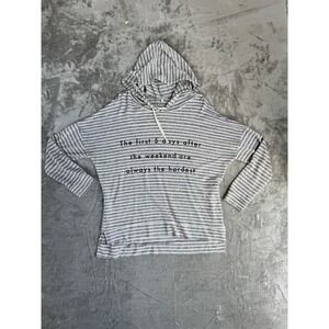 Charlotte Russe Funny T-Shirt Hoodie Women's Large White Stripe